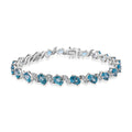D'Joy Premium Blue Zircon, Moissanite Bracelet in Rhodium Over Sterling Silver (6.50 In) 15.50 ctw - Sticky add to cart bar