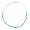 D'Joy Premium Cambodian Blue Zircon and Moissanite 24.90 ctw Whispers in Blue Necklace in Rhodium Over Sterling Silver 18 Inches - Sticky add to cart bar