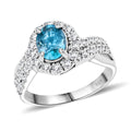 D'Joy Cambodian Blue Zircon, White Zircon Tide Embrance Ring in Rhodium Over Sterling Silver (Size 10.0) 2.90 ctw - Sticky add to cart bar