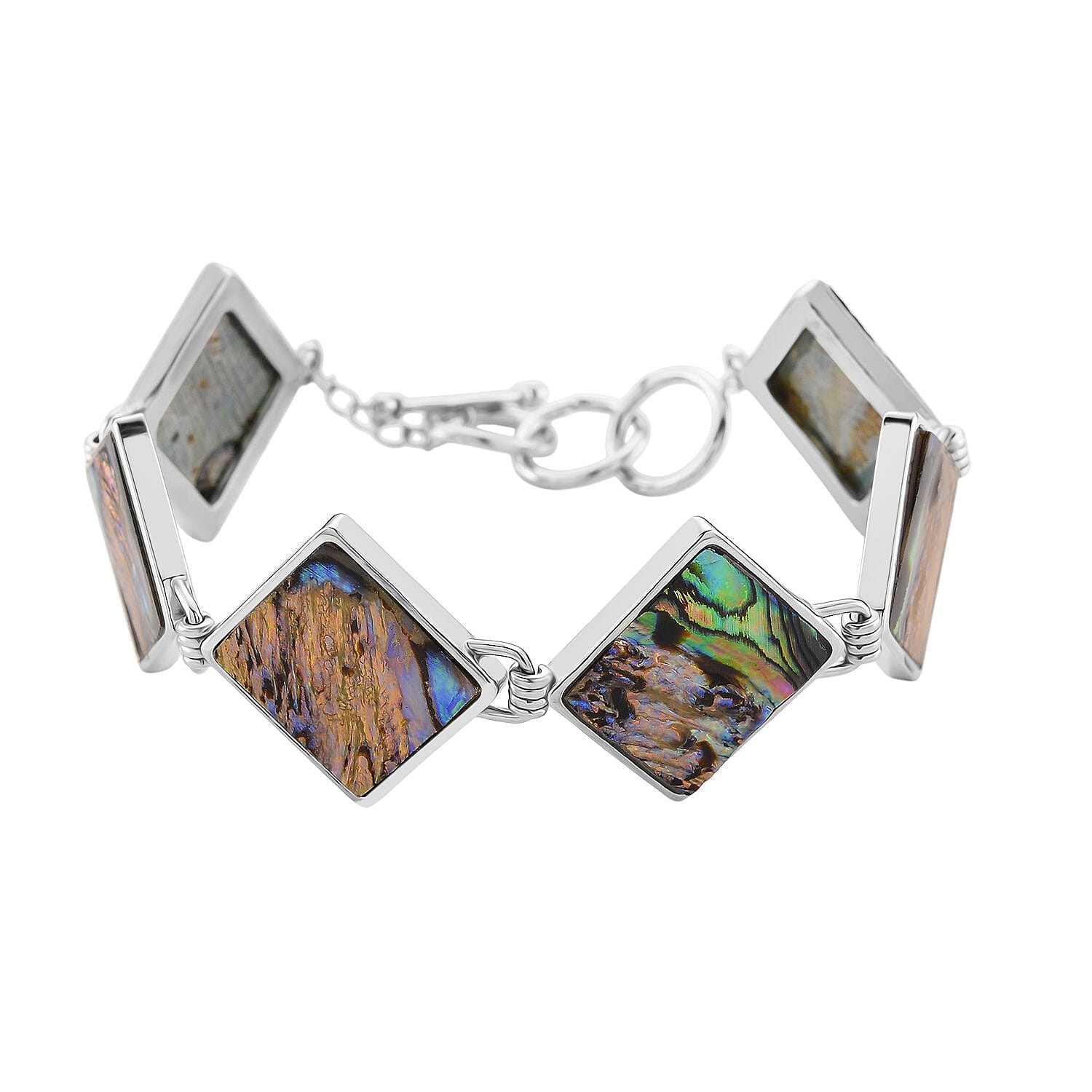 Abalone Shell Bracelet (Adjustable) in Silvertone