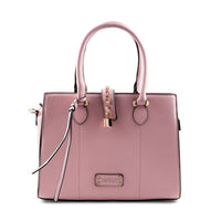 Cee Klein Blush Faux Leather Satchel Bag with Chain & Lock Detail