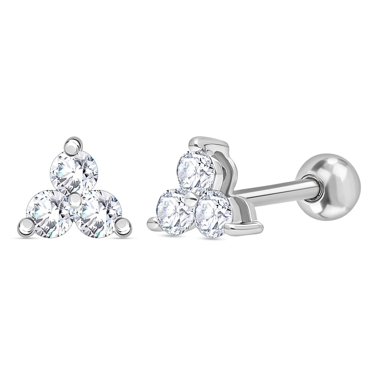 D'Joy Lab Grown Diamond I2 0.20 ctw Solitaire Stud Earrings in Rhodium Over Sterling Silver