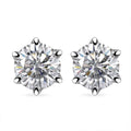D'Joy 100 Facets Moissanite 1.90 ctw Solitaire Stud Earrings in Rhodium OverSterling Silver - Sticky add to cart bar
