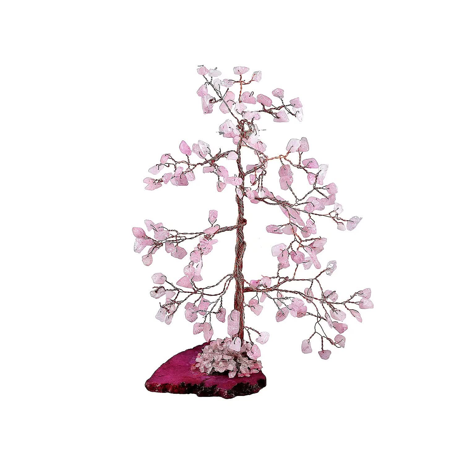 "Livmore 150 Rose Quartz Stone Gem Stone Bonsai Tree With Agate Base - Pink