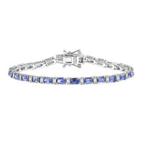 D’Joy Premium Kagem Zambian Emerald, Moissanite Bracelet in Rhodium Over Sterling Silver (6.50 In) 6.45 ctw