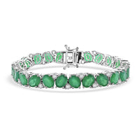 EverTrue Green Onyx and White Zircon 29.85 ctw Bracelet in Platinum Bon (7.25 In)