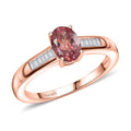 D’Joy Red Apatite, Moissanite Art Deco Ring in 18K Vermeil RG Over Sterling Silver (Size 10.0) 1.00 ctw - Sticky add to cart bar