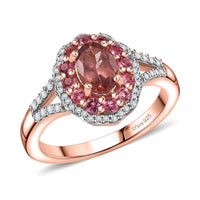 D’Joy Red Apatite, Multi Gemstone Floral Ring in 18K Vermeil RG Over Sterling Silver (Size 10.0) 1.50 ctw