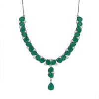 EverTrue Green Onyx and White Zircon 31.85 ctw Necklace 18 Inches Platinum Bond