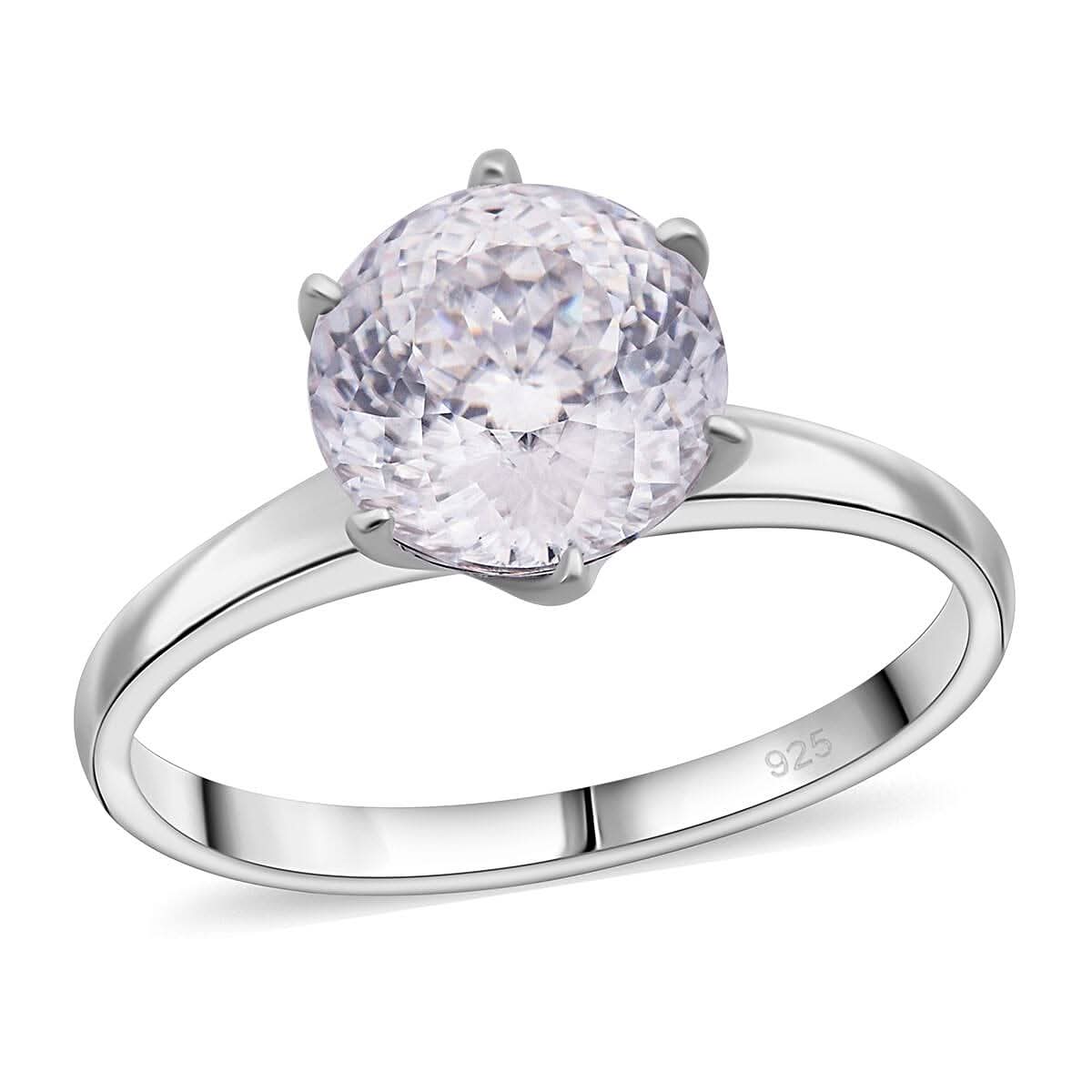 D'Joy Portuguese Cut 161 Facets Moissanite 2.15 ctw Solitaire Ring in Rhodium Over Sterling Silver (Size 10.0)