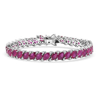 D'Joy Niassa Ruby (FF), White Zircon Bracelet in Rhodium Over Sterling Silver (7.25 In) 25.75 ctw