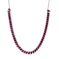 D'Joy Niassa Ruby (FF) and White Zircon 34.30 ctw Crimson Elegance Necklace 18 Inches in Rhodium Over Sterling Silver