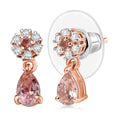 D'Joy Premium Blush Tourmaline and White Zircon 1.10 ctw Petal Bloom Earrings in 18K Vermeil Rose Gold Over Sterling Silver - Sticky add to cart bar