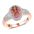 Luxoro 10K Rose Gold AAA Blush Tourmaline, Pink Sapphire, Diamond (I2) (0.30 cts) Ring (Size 10.0) 1.15 ctw - Sticky add to cart bar