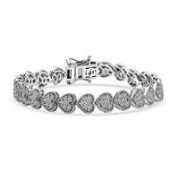 Luxuriant Lab Grown Diamond G-H SI 4.00 ctw Heartstrings Bracelet in Rhodium Over Sterling Silver (7.25 In)