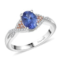 D’Joy Tanzanite, Natural Pink and White Diamond Ring in 18K Vermeil RG and Rhodium Over Sterling Silver (Size 10.0) 1.37 ctw - Sticky add to cart bar