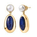 EverTrue Lapis Lazuli and Fresh Water Pearl 8.35 ctw Earrings in 18K YG Plated - Sticky add to cart bar