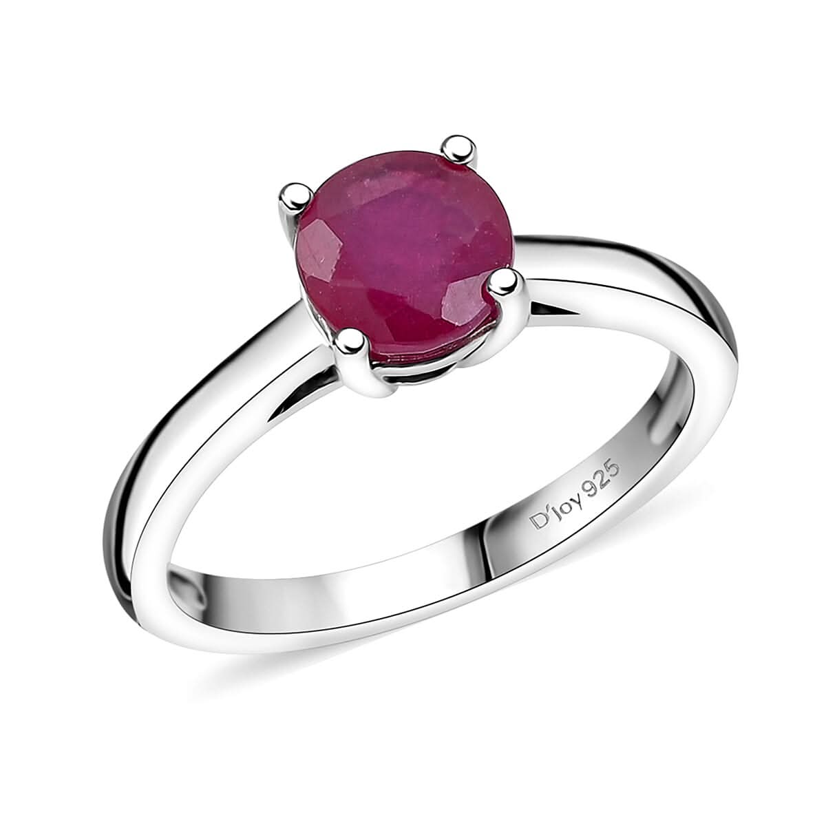 Niassa Ruby (FF) Ring in Platinum Over Sterling Silver (Size 11.0) 1.20 ctw