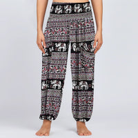 Tamsy Wine Elephant Harem Pant with 2 Pockets - One Size Fits Most