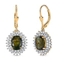 D'Joy Bohemian Moldavite and Moissanite 4.30 ctw Earrings in 18K Vermeil Yellow Gold Over Sterling Silver - Sticky add to cart bar