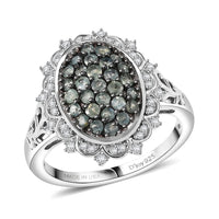 D'Joy Narsipatnam Alexandrite, Moissanite Ring in Rhodium Over Sterling Silver (Size 7.0) 1.35 ctw