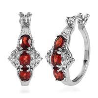 EverTrue Mozambique Garnet Hoop Earrings in Stainless Steel 3.50 ctw