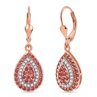 D'Joy AAA Padparadscha Sapphire, White Zircon Earrings in 18K Vermeil RG Over Sterling Silver 1.91 ctw