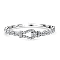 D’Joy Moissanite 5.90 ctw Bangle Bracelet in Rhodium Over Sterling Silver (7.25 In)