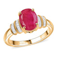 Luxoro Premium Montepuez Ruby and I2 Diamond 2.80 ctw Dynasty Deco Ring in 10K Yellow Gold - Sticky add to cart bar