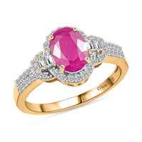 D'Joy Premium Montepuez Ruby and Moissanite 2.00 ctw Scarlet Radiance Ring in 18K Vermeil Yellow Gold Over Sterling Silver (Size 6.0)
