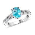Luxoro AAA Cambodian Blue Zircon and G-H I2 Diamond 2.10 ctw Ring in 14K White Gold - Sticky add to cart bar