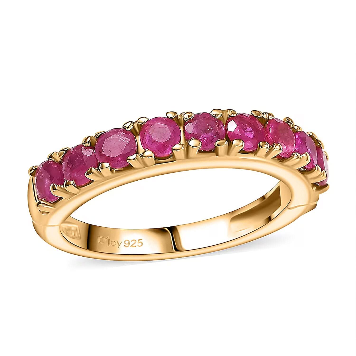 D’Joy Mozambique Ruby Ring in 18K Vermeil YG Over Sterling Silver (Size 7.0) 1.50 ctw