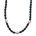 Freshwater Pearl and Green Dyed Pearl Necklace in Stainless Steel 18 Inches - Sticky add to cart bar