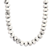 White Howlite and Thai Black Spinel 203.00 ctw Beaded Necklace in Stainless Steel 18 Inches