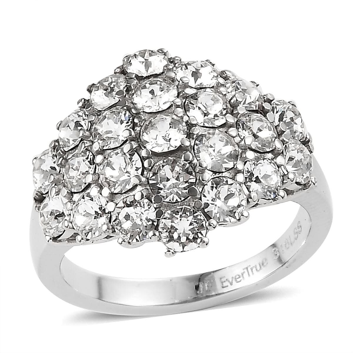 J Francis Embellished with Crystal by Swarovski Clustered Grace Ring in Stainless Steel