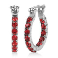 J Francis Embellished with Scarlet Crystal by Swarovski Hoop Earrings in Stainless Steel - Sticky add to cart bar