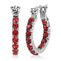 J Francis Embellished with Scarlet Crystal by Swarovski Hoop Earrings in Stainless Steel
