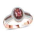 D'Joy Premium Blush Tourmaline, White and Chocolate Zircon Ring in 18K Vermeil RG Over Sterling Silver (Size 10.0) 1.20 ctw - Sticky add to cart bar