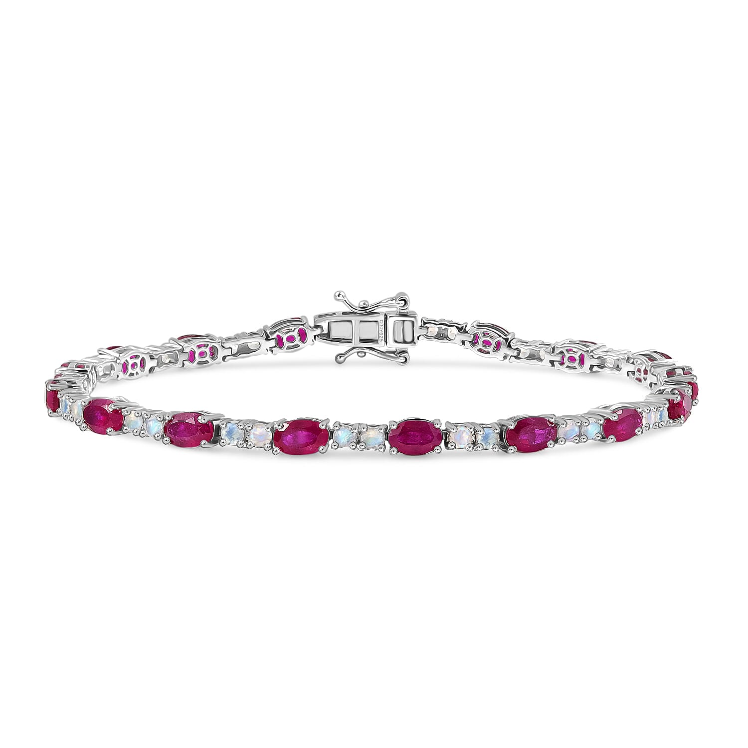D'Joy African Ruby (FF), Moon Glow Moonstone Bracelet in Rhodium Over Sterling Silver (7.50 In) 12.50 ctw