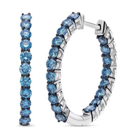 Luxuriant Lab Grown Blue Diamond (IR) SI 2.00 ctw Orion’s Whisper Earrings in Rhodium Over Sterling Silver
