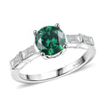 J Francis Embellished with Green and White Zirconia by Swarovski Timeless Spark Ring in Platinum Over Sterling Silver (Size 10.0) 3.00 ctw - Sticky add to cart bar