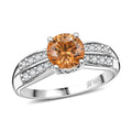 J Francis Embellished with Amber and White Zirconia by Swarovski Sunrise Ring in Rhodium Over Sterling Silver (Size 10.0) 2.80 ctw - Sticky add to cart bar