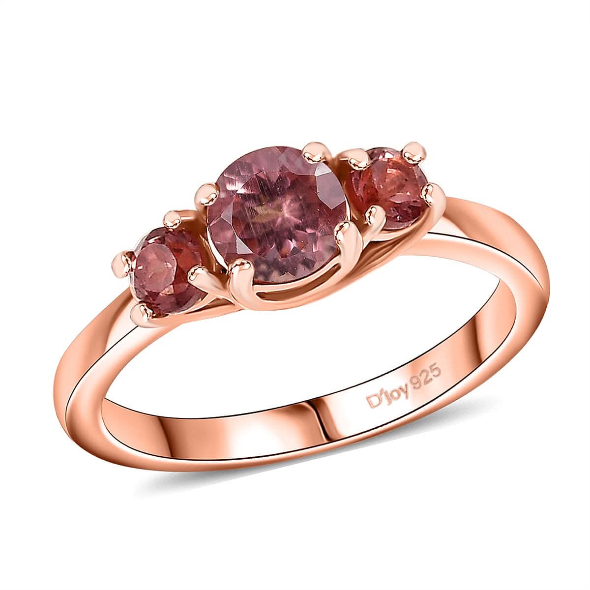 D'Joy Champagne Apatite 3 Stone Ring in 18K Vermeil RG Over Sterling Silver (Size 7.0) 0.85 ctw