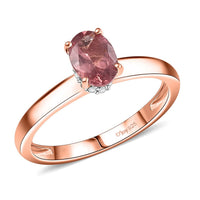 D’Joy Red Apatite and White Zircon 0.90 ctw Art Deco Ring in 18K Vermeil Rose Gold Over Sterling Silver