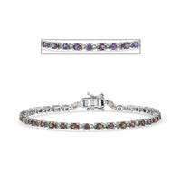 D’Joy Madagascar Color Change Garnet, Moissanite Bracelet in Rhodium Over Sterling Silver (7.25 In) 6.60 ctw