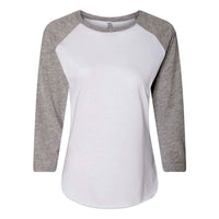 LAT Natural Heather 100% Cotton Fine Jersey 3/4 Raglan Sleeve Tee - S