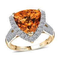 10K Yellow Gold AAA Santa Ana Mandarin Citrine, Luxuriant Lab Grown Diamond (G-H, SI) (0.83 cts) Ring 5.44 ctw