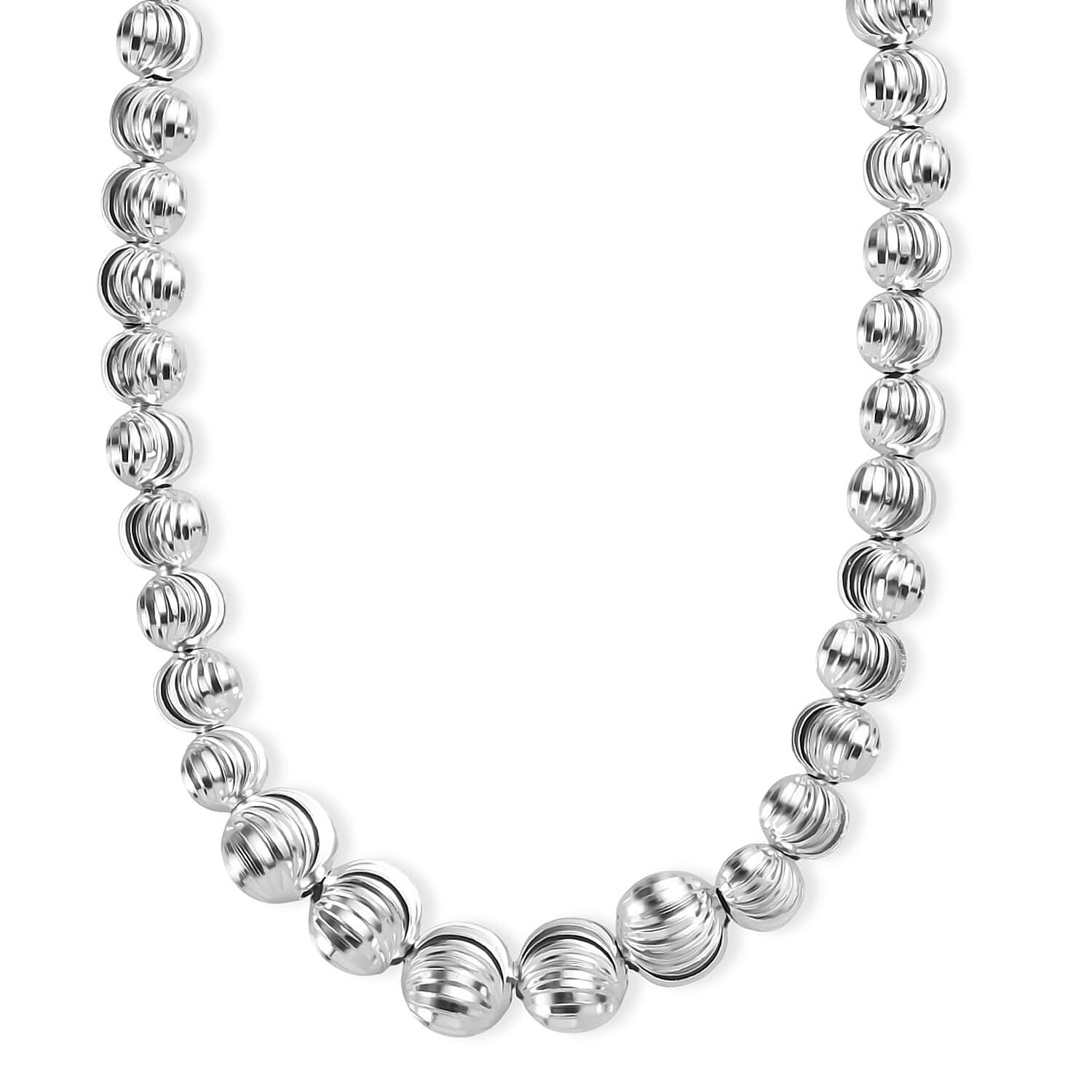 Diamond-Cut Beaded Chain Necklace in Sterling Silver 21.75 Grams 20 Inches