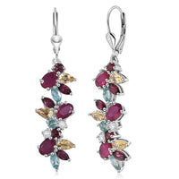 D'Joy Niassa Ruby, Multi Gemstone Earrings in Rhodium Over Sterling Silver 8.45 ctw
