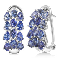 D'Joy Tanzanite 4.10 ctw Wisteria Blossom Hoop Earrings in Rhodium Over Sterling Silver